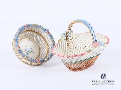 Porcelain basket, the openwork belly in imitation...