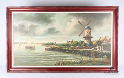 Lot of four paintings including : 
- Dominguez...