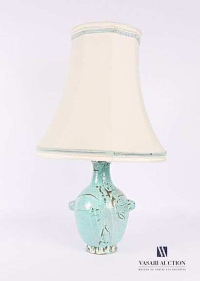 Lamp base in ovoid shape in glazed terracotta...