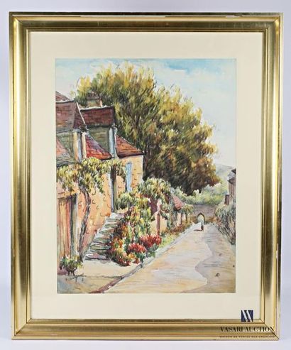 null DEGOUY R
Woman passing in front of the staircase of the house in flowers
Watercolour...
