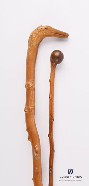 Set including two canes made of burr wood,...