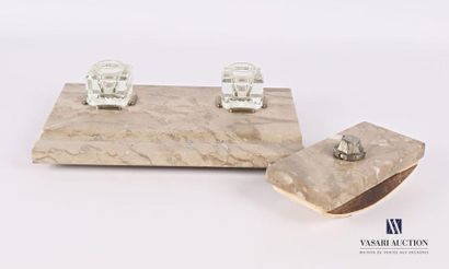 Marble desk set including a two-compartment...