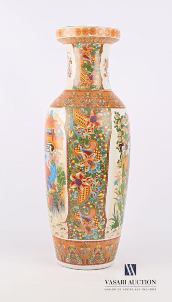 null CHINA
Glazed ceramic vase of baluster shape with polychrome printed decoration...