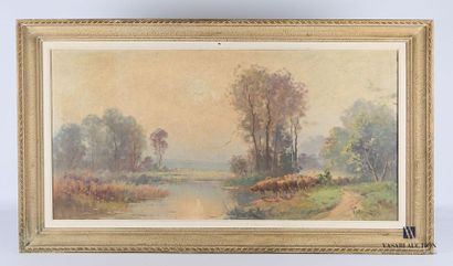 null VILLIEZ (20th century)
Herd of sheep on the edge of a pond
Oil on canvas
Signed...