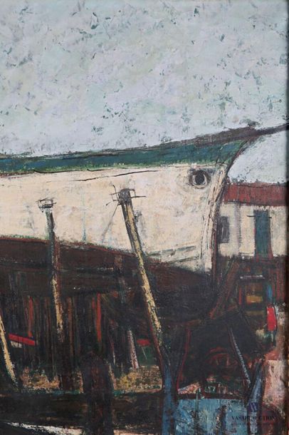 null GRUBER Francis (1912-1948)
Port activity in Brittany, boat fairing
Oil on canvas
Signed...