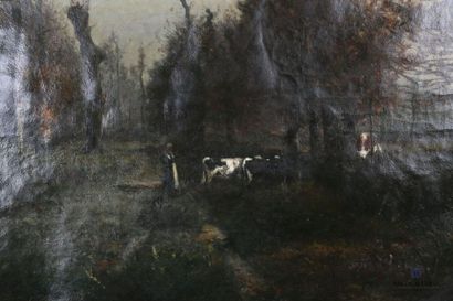 null CHABRY Léonce (1832-1882)
Animated view of undergrowth
Oil on canvas
Signed...