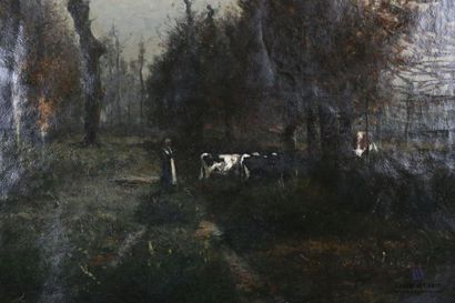 null CHABRY Léonce (1832-1882)
Animated view of undergrowth
Oil on canvas
Signed...