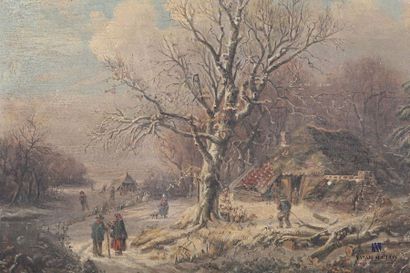 null Northern school of the 19th century
Landscape under the animated snow
Oil on...