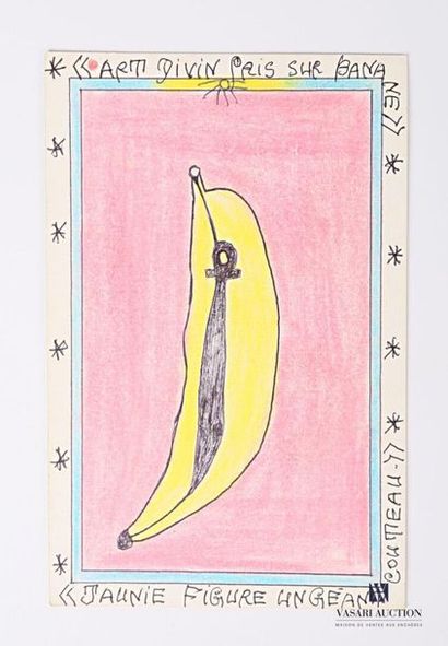 null BRULY BOUABRÉ Frédéric (1923-2014)
"Art divin pris sur banane""jaunie figure...