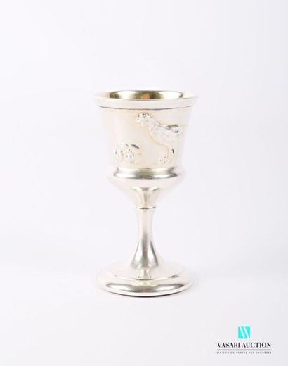 null Egg cup in silver 800 thousandths resting on a pidouche base, the leg united,...