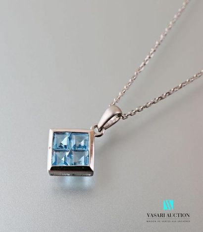 null Pendant and its chain with forçat stitch, the pendant of diamond shape set with...