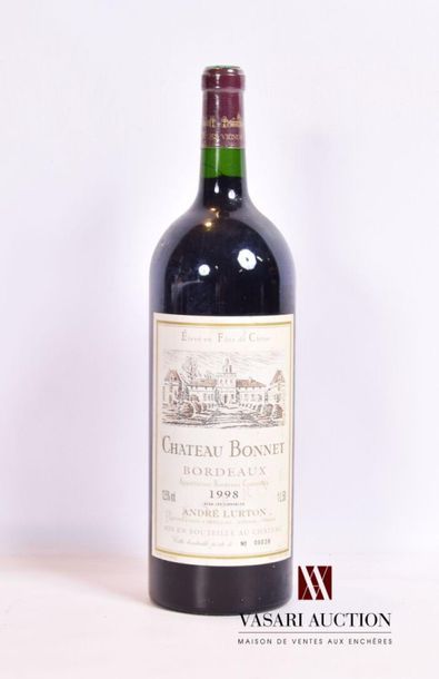 null 1 magnumChâteau BONNETBordeaux1998
And. slightly stained. N: half/bottom ne...