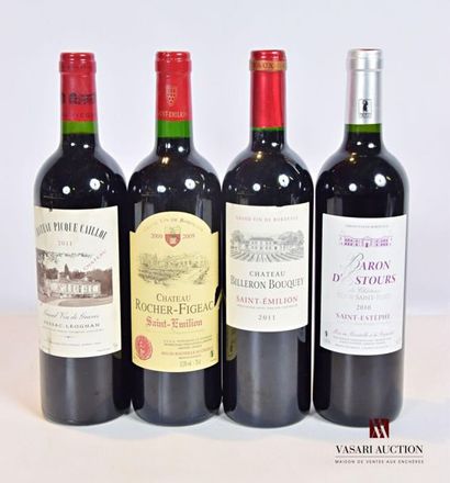 null Lot of 4 bottles including:
1 bottleChâteau PICQUE CAILLOUGraves2011
1 bottleChâteau...