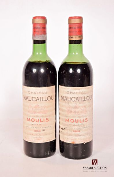 null 2 bottlesChâteau MAUCAILLOUMoulis1964
And. faded and stained (a few small snags)....