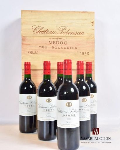 null 6 bouteilles	Château POTENSAC	Médoc CB	1993
	Et. impeccables. N : 5 mi/bas goulot,...