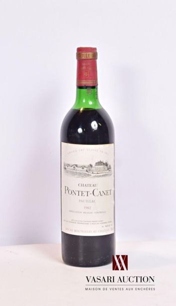 null 1 bouteille	Château PONTET CANET	Pauillac GCC	1982
	Et. un peu tachée. N : haut...