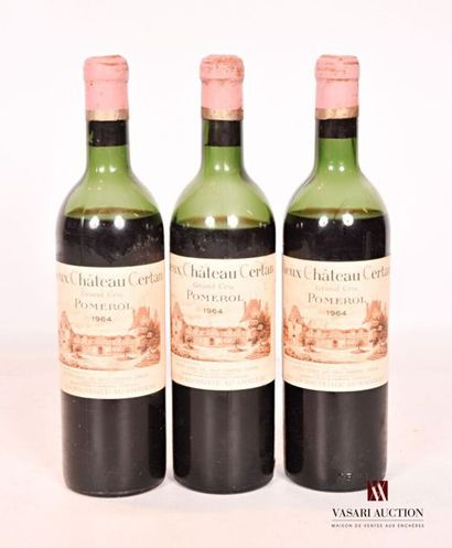 null 3 bottlesVIEUX CHÂTEAU CERTANPomerol1964
And. a little faded and stained. N:...