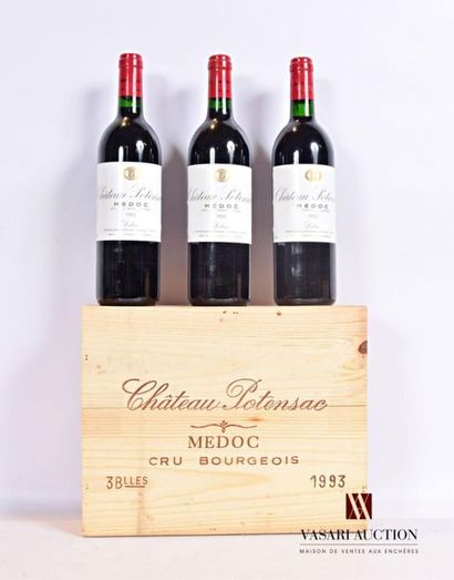 null 3 bouteilles	Château POTENSAC	Médoc CB	1993
	Et. impeccables. N : 2 mi/bas goulot,...
