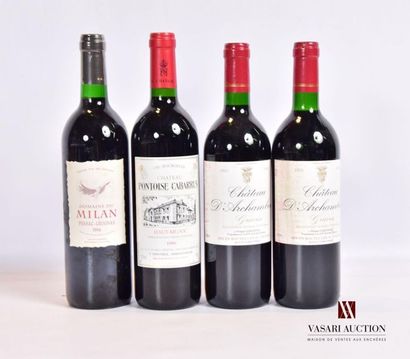 null Lot de 4 bouteilles comprenant :		
1 bouteille	DOMAINE MILAN	Graves	1994
1 bouteille	Château...