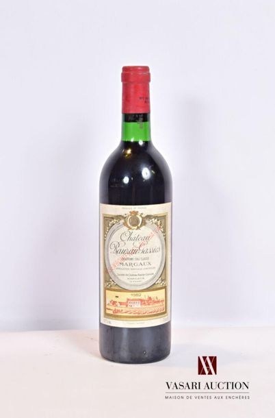 null 1 bouteille	Château RAUZAN GASSIES	Margaux GCC	1982
	Et. un peu tachée (1 accroc)....