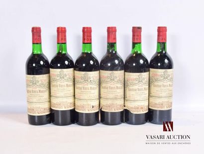 null 6 bouteilles	Château VIEUX MAILLET	Pomerol	1976
	Et. fanée et tachées (3 accrocs,...