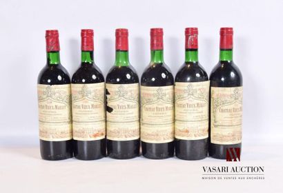 null 6 bouteilles	Château VIEUX MAILLET	Pomerol	1982
	Et. fanées et tachées (2 accrocs,...