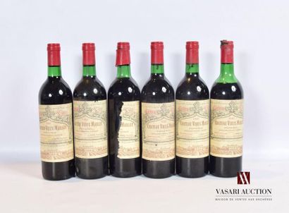 null 6 bouteilles	Château VIEUX MAILLET	Pomerol	1980
	Et.: 5 fanées et tachées (3...