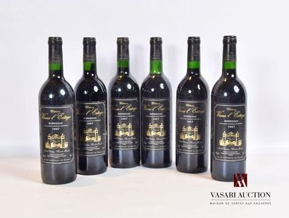 null 6 bouteilles	Château VIEUX L'ESTAGE	Bordeaux 	1997
	Et. à peine tachées. N :...