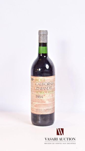 null 1 bouteille	Vin rouge Californien RIDGE CALIFORNIA mise York Creek		1984
	Et....