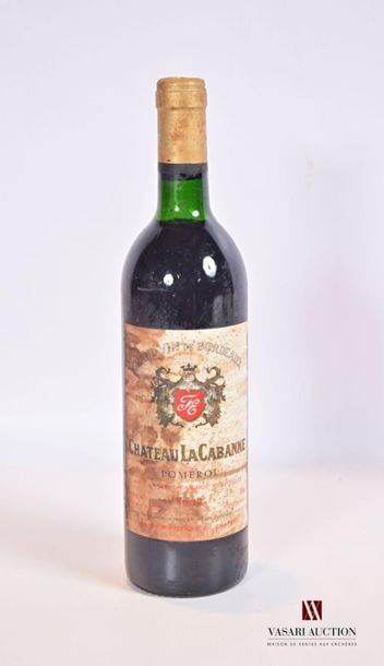 null 1 bouteille	Château LA CABANNE	Pomerol	1988
	Et. fanée et très tachée (lisible)....