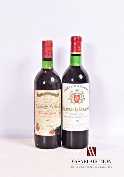 null Lot de 2 bouteilles comprenant :		
1 bouteille	Château LA CABANNE	Pomerol	1970
1...