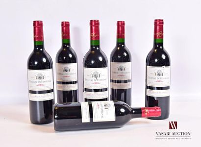 null 6 bouteilles	Château DE FUSSIGNAC	Bordeaux Sup.	2002
	Et.: 3 impeccbles, 3 froissée,...