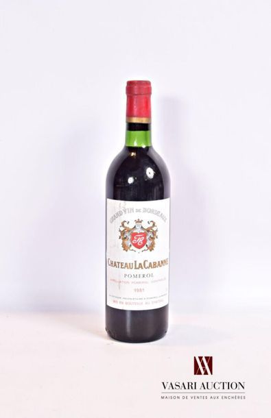 null 1 bouteille	Château LA CABANNE	Pomerol	1980
	Et. un peu tachée. N : bas goulot/...
