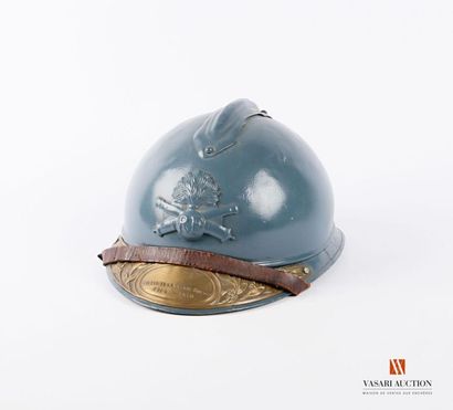 null Armée française : casque Adrian modèle 1915, attribut de l'artillerie, peinture...