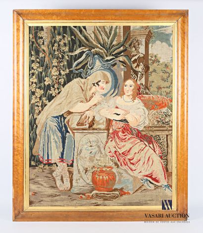 null Wool embroidery representing a gallant scene

nineteenth century 

framed room

86...