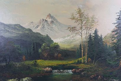 null CHAPMAN W. (XXème siècle)

Rivière dans un paysage montagneux.

Huile sur toile

Signée...