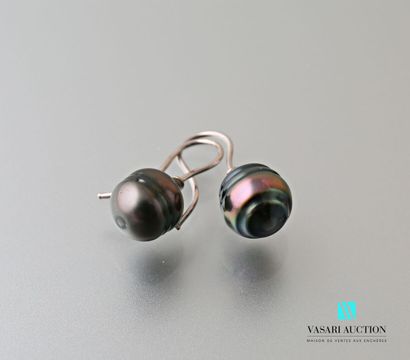null Pair of silver earrings with a Tahitian pearl at the end.

Gross weight: 2.31...