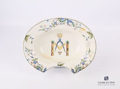 null Earthenware bearded dish with polychrome decoration in the basin of Masonic...