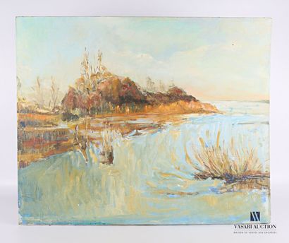 null Huguette VERGNE (20th century)

Lake landscape

Oil on canvas

Signed on the...