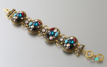 null Bracelet decorated with four medallions set with coloured fantasy stones

Length:...