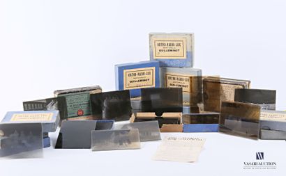null Set of fifteen boxes containing silver bromide gelatino plates on various themes:...