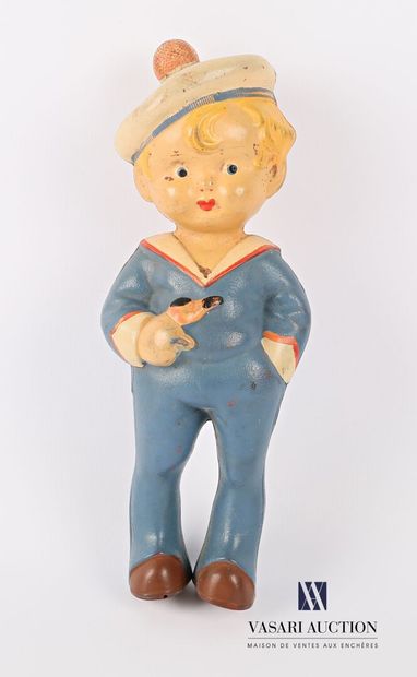 null Polychrome plastic toy representing a young sailor with a pipe 

Hungarian Labour

(wears)

High....