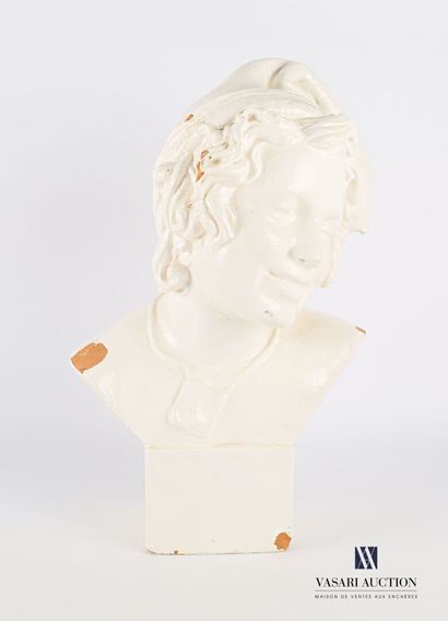 null R. FARLY 

Bust of a young Neapolitan fisherman

White painted terracotta

Signed...
