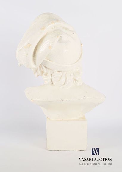 null R. FARLY 

Bust of a young Neapolitan fisherman

White painted terracotta

Signed...