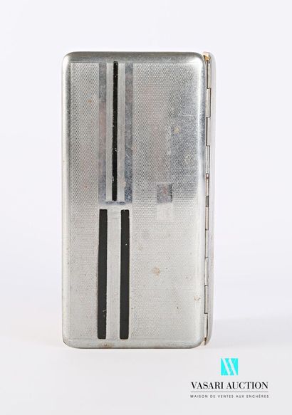 null Rectangular metal cigarette case with a blind cartridge decoration on a background...