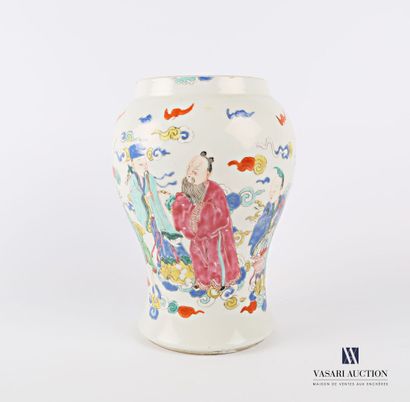 null CHINA 

Porcelain vase of baluster shape with polychrome enamel decoration of...