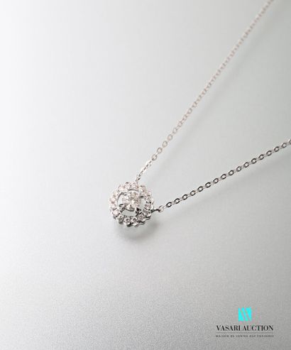 null Necklace in 750 thousandths white gold presenting a round openwork motif set...
