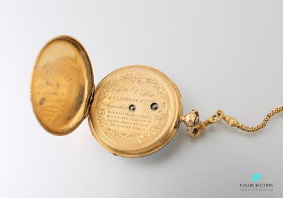 null Pocket watch in 750-thousandths gold, the round white enamelled dial marked...