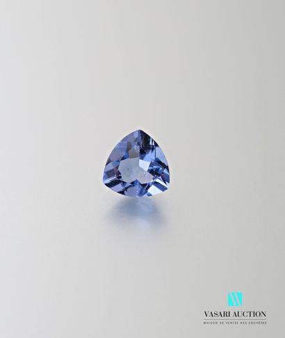 null Fluorite bleue de taille trillion sur papier 12,62 carats.