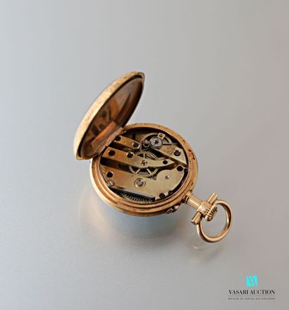 null Watch with 750 thousandths yellow gold necklace, white enamelled dial, red enamelled...
